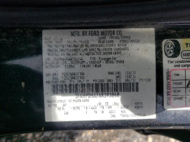 Photo 9 VIN: 3FAHP0HA7AR393868 - FORD FUSION SE 