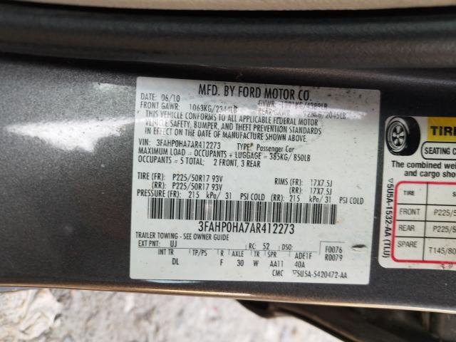 Photo 9 VIN: 3FAHP0HA7AR412273 - FORD FUSION SE 