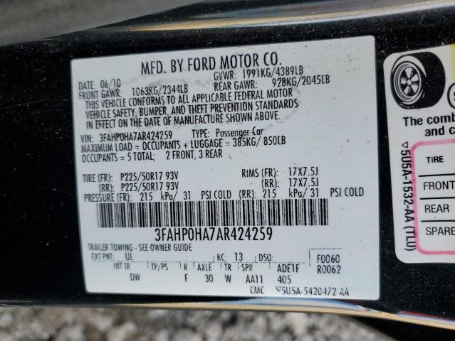 Photo 12 VIN: 3FAHP0HA7AR424259 - FORD FUSION 