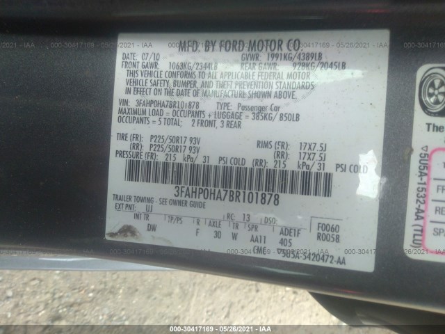 Photo 8 VIN: 3FAHP0HA7BR101878 - FORD FUSION 