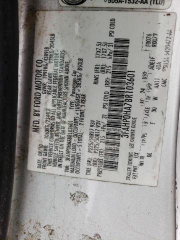 Photo 11 VIN: 3FAHP0HA7BR103601 - FORD FUSION SE 