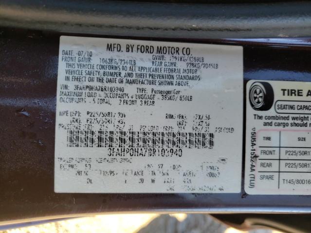 Photo 11 VIN: 3FAHP0HA7BR103940 - FORD FUSION SE 