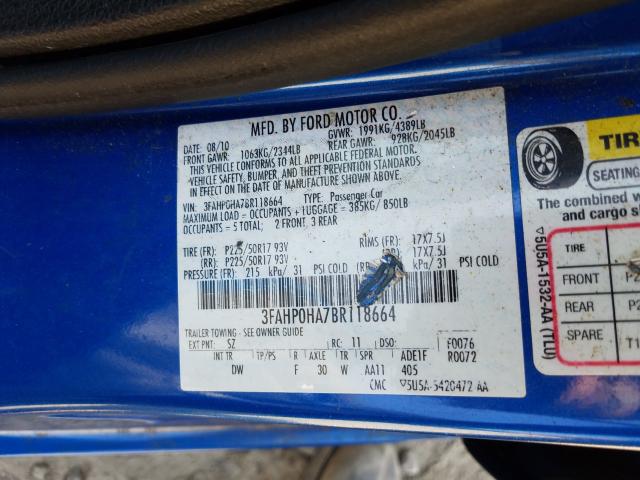 Photo 9 VIN: 3FAHP0HA7BR118664 - FORD FUSION SE 