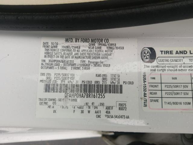 Photo 9 VIN: 3FAHP0HA7BR161255 - FORD FUSION SE 