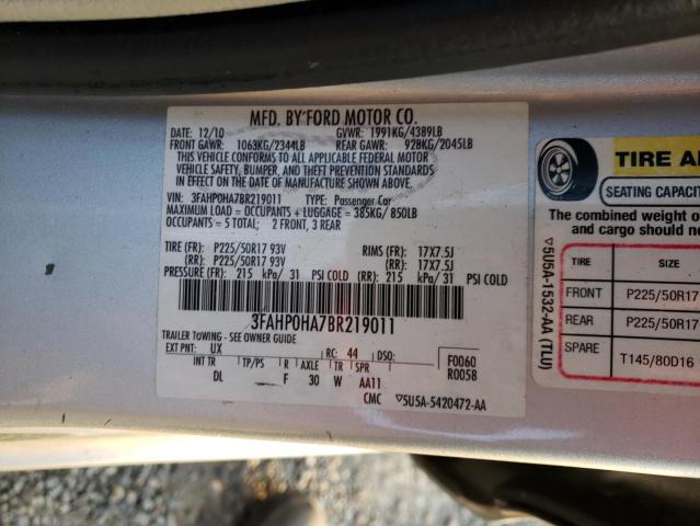 Photo 9 VIN: 3FAHP0HA7BR219011 - FORD FUSION SE 