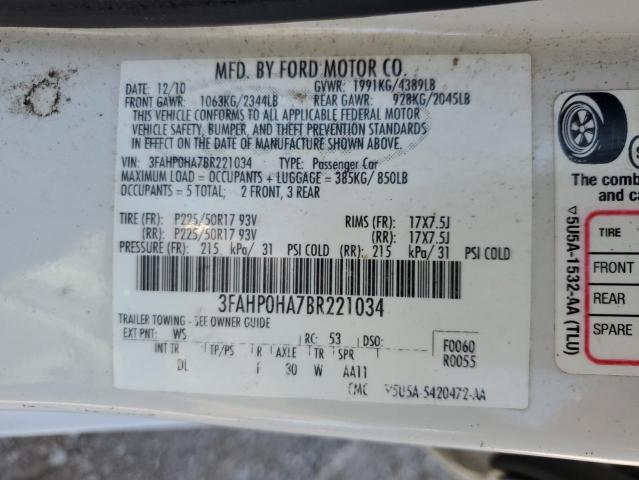 Photo 11 VIN: 3FAHP0HA7BR221034 - FORD FUSION 