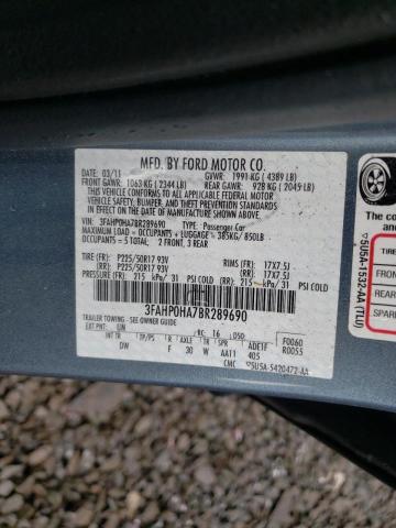 Photo 9 VIN: 3FAHP0HA7BR289690 - FORD FUSION SE 