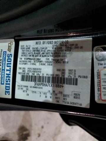 Photo 11 VIN: 3FAHP0HA7CR118861 - FORD FUSION SE 