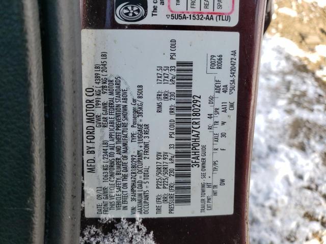 Photo 11 VIN: 3FAHP0HA7CR180292 - FORD FUSION SE 