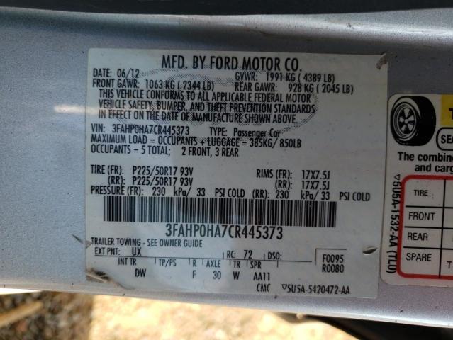 Photo 11 VIN: 3FAHP0HA7CR445373 - FORD FUSION SE 