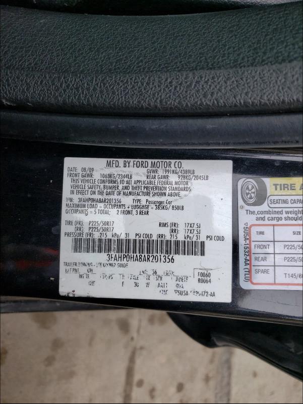 Photo 9 VIN: 3FAHP0HA8AR201356 - FORD FUSION SE 