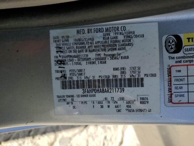 Photo 12 VIN: 3FAHP0HA8AR211739 - FORD FUSION 