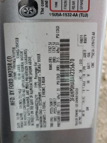 Photo 12 VIN: 3FAHP0HA8AR235670 - FORD FUSION SE 