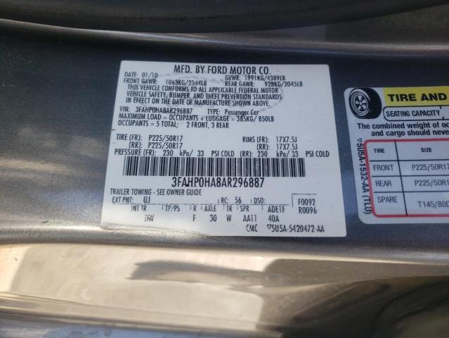 Photo 11 VIN: 3FAHP0HA8AR296887 - FORD FUSION 