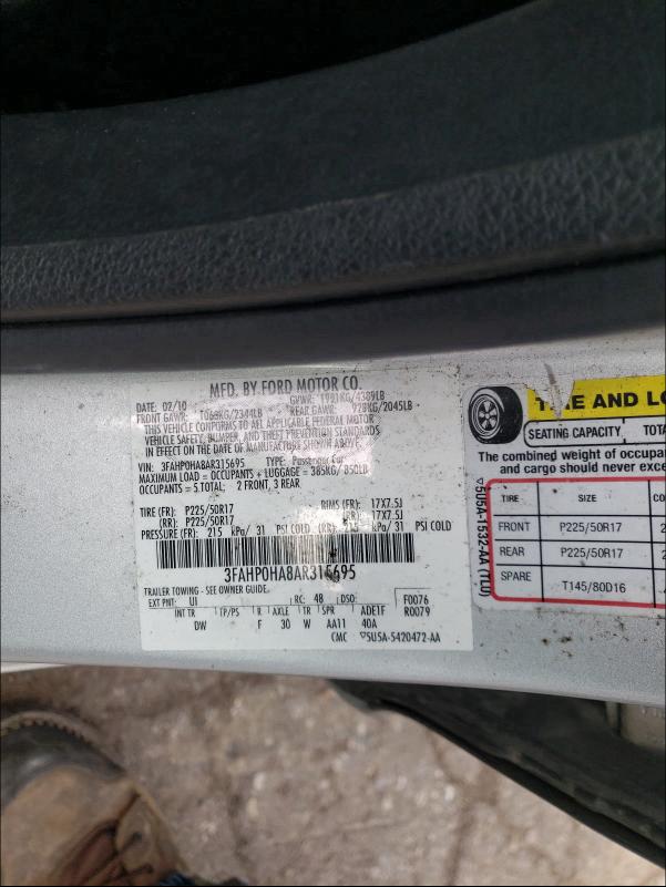 Photo 9 VIN: 3FAHP0HA8AR315695 - FORD FUSION SE 