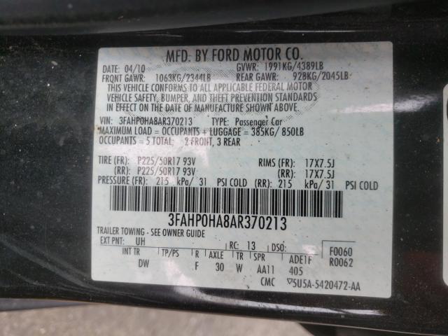 Photo 9 VIN: 3FAHP0HA8AR370213 - FORD FUSION SE 