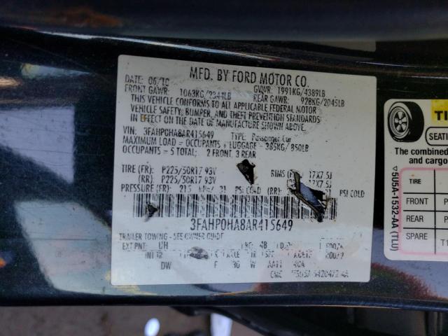 Photo 9 VIN: 3FAHP0HA8AR415649 - FORD FUSION SE 