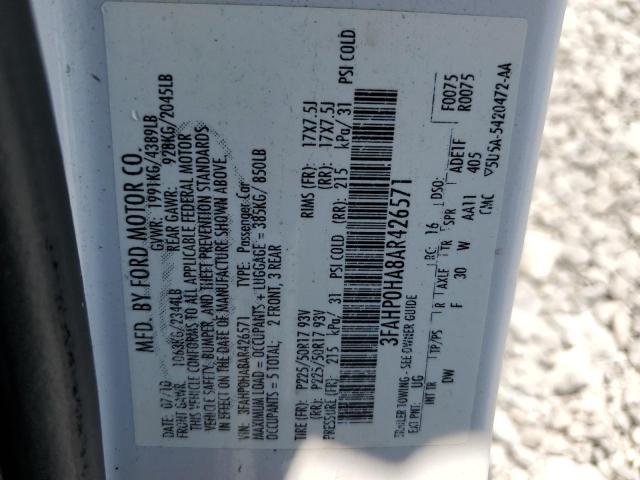 Photo 12 VIN: 3FAHP0HA8AR426571 - FORD FUSION SE 