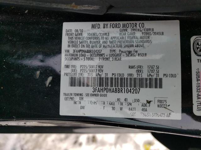 Photo 9 VIN: 3FAHP0HA8BR104207 - FORD FUSION SE 