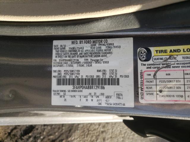 Photo 9 VIN: 3FAHP0HA8BR129186 - FORD FUSION SE 