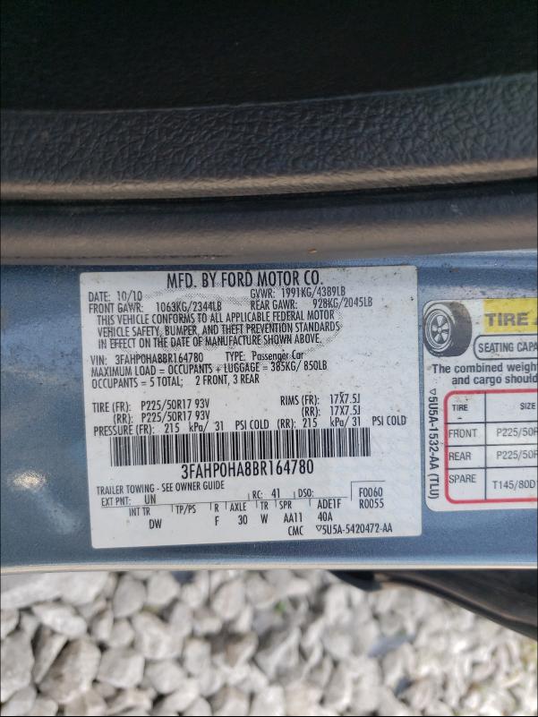 Photo 9 VIN: 3FAHP0HA8BR164780 - FORD FUSION SE 