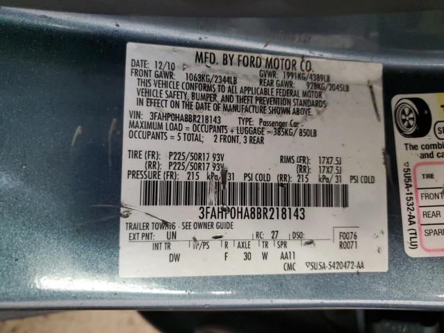 Photo 11 VIN: 3FAHP0HA8BR218143 - FORD FUSION SE 