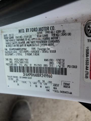 Photo 11 VIN: 3FAHP0HA8BR249960 - FORD FUSION SE 