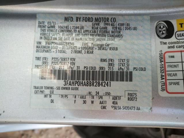 Photo 11 VIN: 3FAHP0HA8BR284241 - FORD FUSION SE 