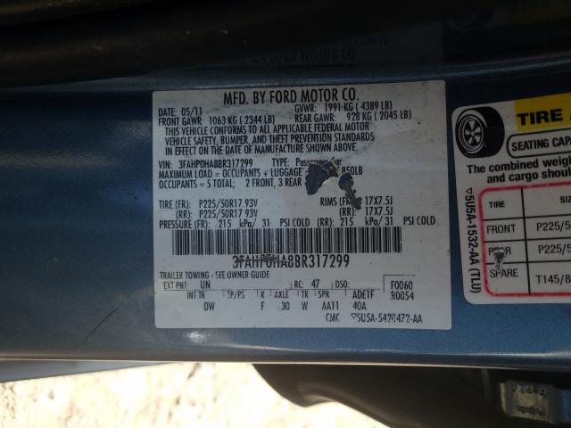 Photo 9 VIN: 3FAHP0HA8BR317299 - FORD FUSION SE 