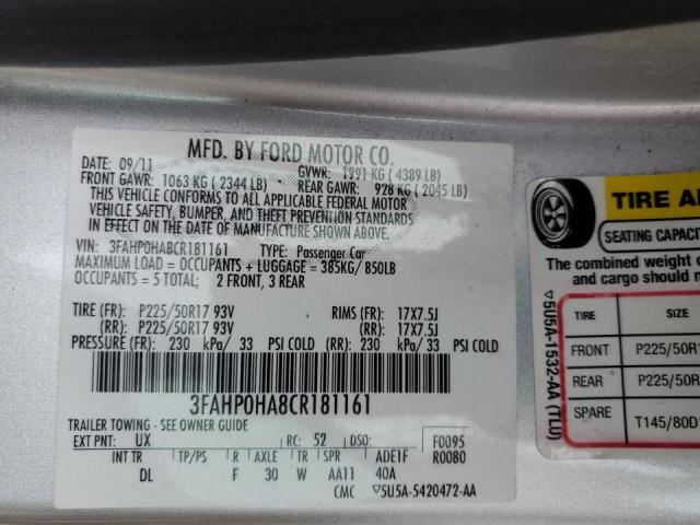 Photo 11 VIN: 3FAHP0HA8CR181161 - FORD FUSION SE 