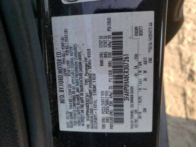 Photo 9 VIN: 3FAHP0HA8CR307261 - FORD FUSION SE 