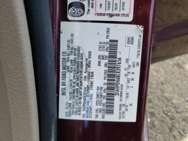 Photo 9 VIN: 3FAHP0HA8CR397656 - FORD FUSION SE 