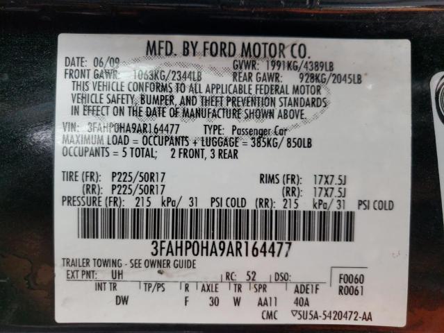 Photo 9 VIN: 3FAHP0HA9AR164477 - FORD FUSION SE 