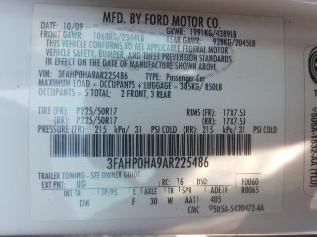 Photo 9 VIN: 3FAHP0HA9AR225486 - FORD FUSION SE 