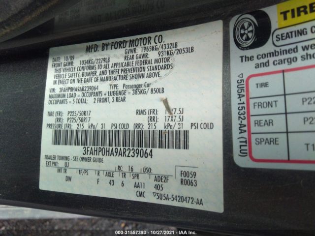 Photo 8 VIN: 3FAHP0HA9AR239064 - FORD FUSION 