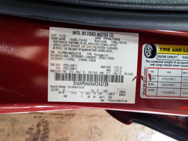 Photo 9 VIN: 3FAHP0HA9AR243728 - FORD FUSION SE 