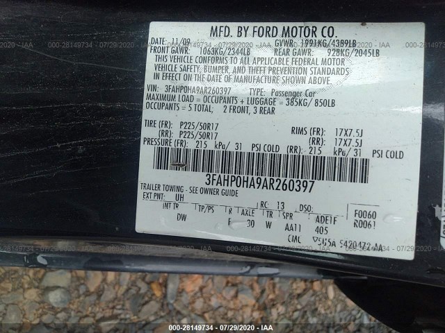 Photo 8 VIN: 3FAHP0HA9AR260397 - FORD FUSION 