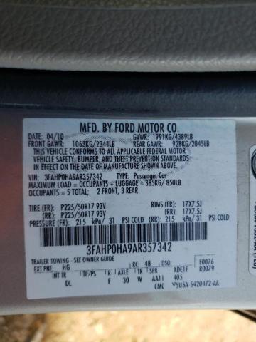 Photo 9 VIN: 3FAHP0HA9AR357342 - FORD FUSION SE 