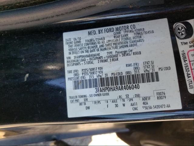 Photo 9 VIN: 3FAHP0HA9AR406040 - FORD FUSION 