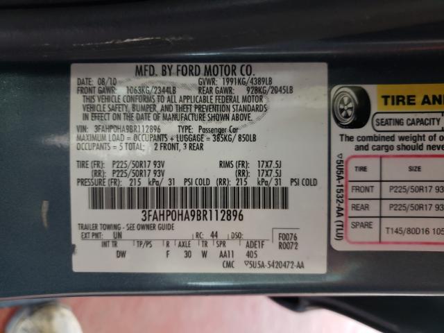 Photo 9 VIN: 3FAHP0HA9BR112896 - FORD FUSION SE 