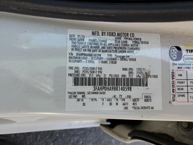 Photo 11 VIN: 3FAHP0HA9BR140598 - FORD FUSION 