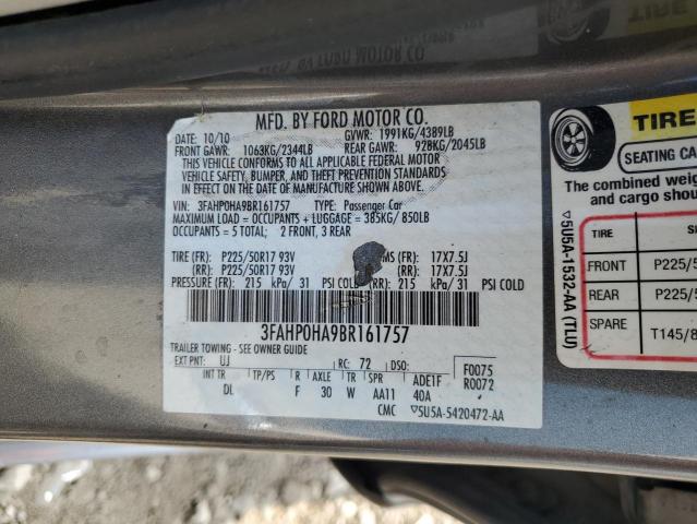 Photo 11 VIN: 3FAHP0HA9BR161757 - FORD FUSION SE 