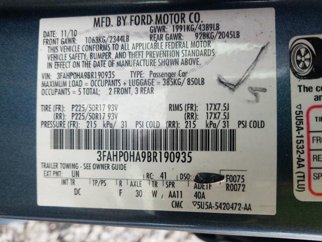 Photo 9 VIN: 3FAHP0HA9BR190935 - FORD FUSION SE 