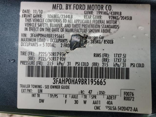 Photo 11 VIN: 3FAHP0HA9BR195665 - FORD FUSION SE 