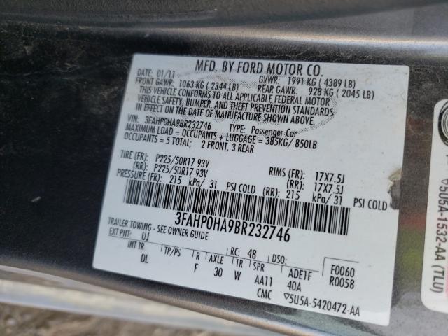 Photo 9 VIN: 3FAHP0HA9BR232746 - FORD FUSION SE 