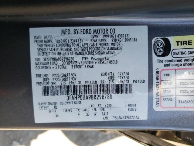 Photo 9 VIN: 3FAHP0HA9BR298780 - FORD FUSION SE 