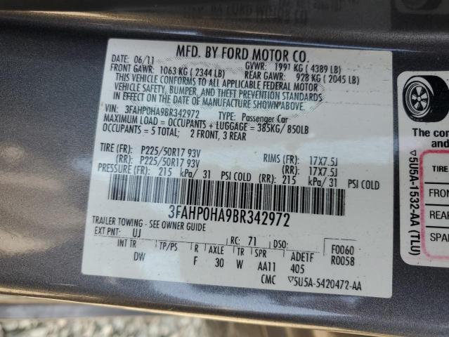 Photo 11 VIN: 3FAHP0HA9BR342972 - FORD FUSION 