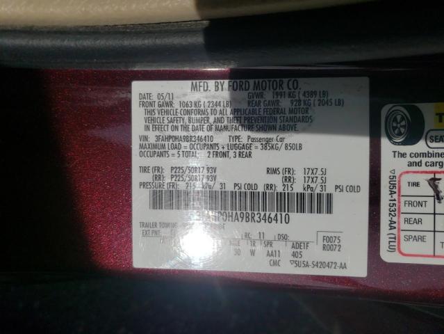 Photo 9 VIN: 3FAHP0HA9BR346410 - FORD FUSION SE 