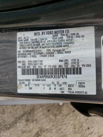 Photo 11 VIN: 3FAHP0HA9CR107974 - FORD FUSION SE 