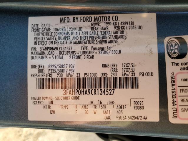 Photo 11 VIN: 3FAHP0HA9CR134527 - FORD FUSION 